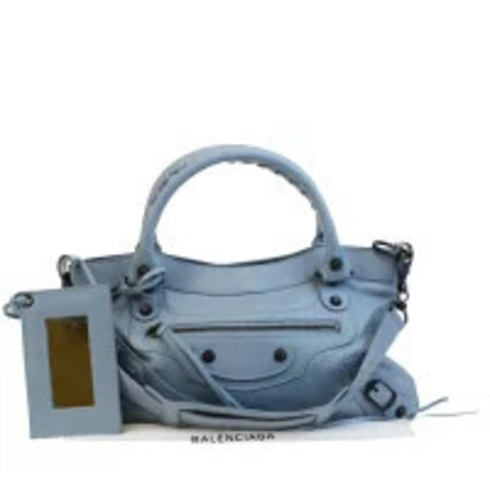 Balenciaga The First Handbag Shoulder Bag Blue Leather Hand Mirror